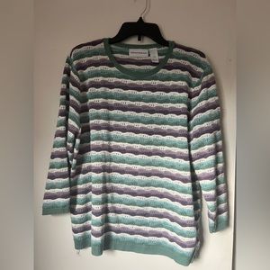 Alfred Dunner Short Sleeve Sweater, Women's Size L, Green